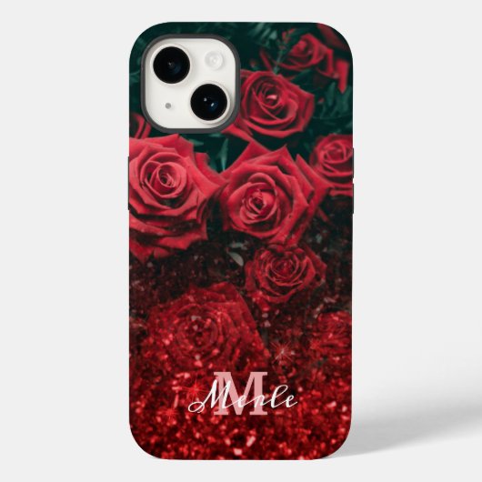 Elegante Rot-Glitzer-Blume kaufen iPhone 14 Hüllen (Rückseite)