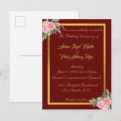 Elegante Rot-Gold-Einladung Einladungspostkarte (Vorne/Hinten)