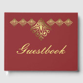 Elegante Rot-Gold-Hochzeit Gästebuch (Vorderseite)