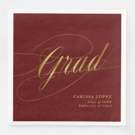 Elegante Rot-Gold-Minimalistische Grad-Kalligraphi Serviette