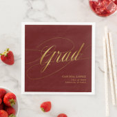 Elegante Rot-Gold-Minimalistische Grad-Kalligraphi Serviette (Beispiel)