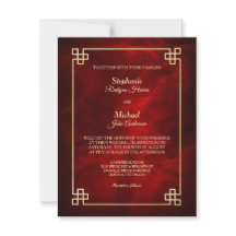 Elegante Rot-Gold-Rahmen-Hochzeit