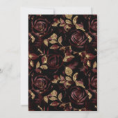 Elegante Rot-Gold-Rose Blumenschlucht Einladung (Rückseite)