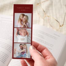 Elegante Rot- & Goldtext-Familienfoto-Collage 
