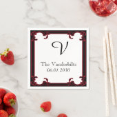 Elegante Rot-Gothic-Rahmen-Monogramm-Hochzeit Serviette (Beispiel)