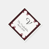 Elegante Rot-Gothic-Rahmen-Monogramm-Hochzeit Serviette (Ecke)