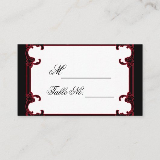Elegante Rot-Gotische Rahmen-Hochzeitsstimmung - P Platzkarte (Vorderseite)