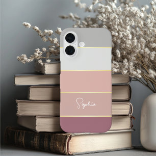 Elegante, rot-graue, Personalisierte Farbstreifen iPhone 16 Hülle