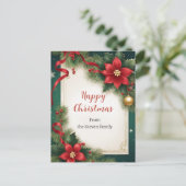 Elegante Rot-Grün-Weihnachtsdekoration Postkarte (Stehend Vorderseite)