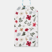 Elegante Rot Grüne Blütenschneeflocke Weihnachten Geschenkanhänger (Rückseite)