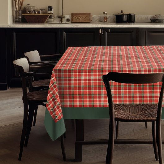 Elegante Rot-Grüner Tartan Saisonale Tischeinstell Tischdecke