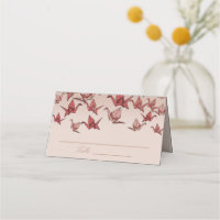 Elegante Rot Origami Paper Crane Folded Platzkarte