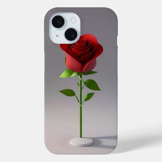 Elegante Rot-Paper-Rose mit grünem Stem Case-Mate iPhone Hülle (Rückseite)