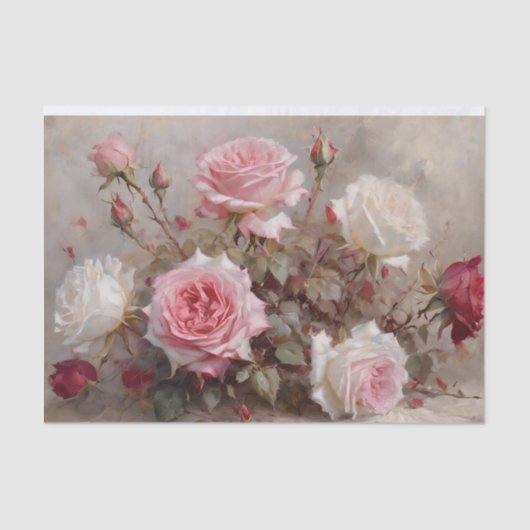 Elegante Rot, Rosa und Weiß Seidenpapier (Vorderseite)