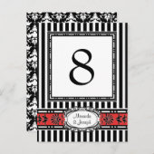 Elegante Rot-Schwarz-Hochzeit-Tischnummern Postkarte (Vorne/Hinten)