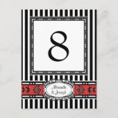 Elegante Rot-Schwarz-Hochzeit-Tischnummern Postkarte (Vorderseite)