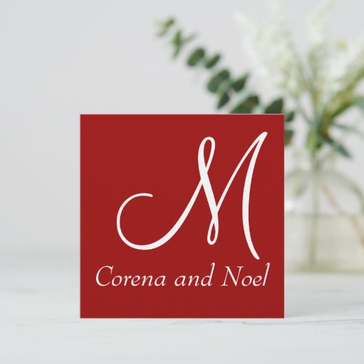 Elegante Rot-Schwarz-Weiß-Hochzeit Einladung (Stehend Vorderseite)