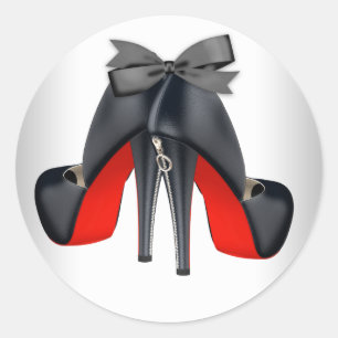 Elegante rot-schwarze Schuhaufkleber für High Heel Runder Aufkleber