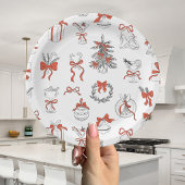 Elegante Rot-Schwarze Weihnachtsfeier Pappteller