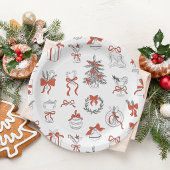 Elegante Rot-Schwarze Weihnachtsfeier Pappteller