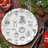 Elegante Rot-Schwarze Weihnachtsfeier Pappteller