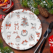 Elegante Rot-Schwarze Weihnachtsfeier Pappteller