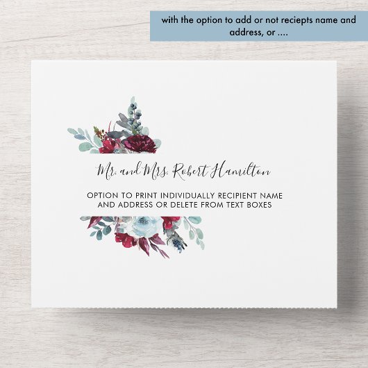 Elegante Rot- und Blautönen mit Perforierter UAWG All In One Einladung