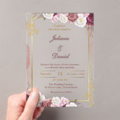 Elegante Rot- und Gold-Akryllische Hochzeitseinlad Acryleinladungen (Insitu (Handheld))