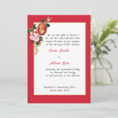 Elegante Rot und Gold Cameo Einladung (Stehend Vorderseite)