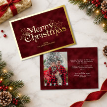 Elegante Rot- und Gold-Festtags-Schriftzug-Foto
