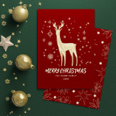 Elegante Rot und Gold Rentier Frohe Weihnachten