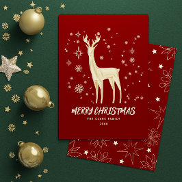 Elegante Rot und Gold Rentier Frohe Weihnachten