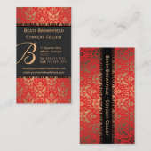 Elegante Rot und Gold Shimmer Damask Musiker Visitenkarte (Vorne/Hinten)