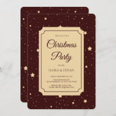 Elegante Rot und Gold Starry Night Weihnachten Einladung (Vorne/Hinten)