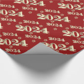 Elegante Rot- und Gold-Zahlen glücklich Neues Jahr Geschenkpapier (Ecke)