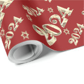 Elegante Rot- und Gold-Zahlen glücklich Neues Jahr Geschenkpapier (Rolleneckpunkt)