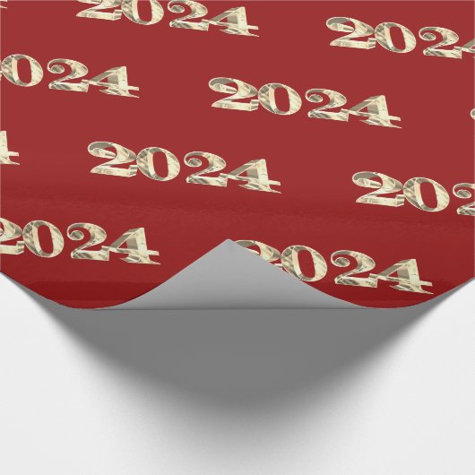 Elegante Rot- und Gold-Zahlen glücklich Neues Jahr Geschenkpapier (Ecke)