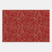 Elegante Rot- und Goldmuster Geschenkpapier Set (Vorderseite)