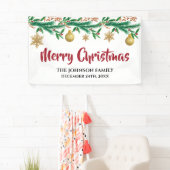 Elegante Rot und Grün Wintersprigs Weihnachten Banner (Insitu)