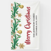 Elegante Rot und Grün Wintersprigs Weihnachten Banner (Vertikal)