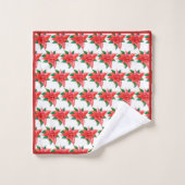 Elegante Rot und Grüne Poinsettia Weihnachten in d Badhandtuch Set (Waschlappen)