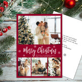 Elegante Rot und Weiß 4 Foto Collage Weihnachten H