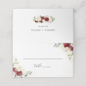 Elegante Rot-Weiß-Blütentisch-Platzkarte Platzkarte (Außenseite Aufgefaltet)