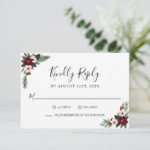 Elegante Rot-Weiß-Grüne Hochzeit RSVP Karte (Stehend Vorderseite)