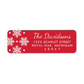 Elegante Rot-Weiß-Schneeflocke-Rücksendeadresse (Vorne)