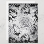Elegante Rot-Weiß-Schwarze Rose Einladung zur Hoch (Vorne/Hinten)