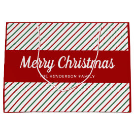 Elegante Rot-Weiß Streifen Weihnachten Große Geschenktüte