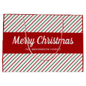 Elegante Rot-Weiß Streifen Weihnachten Große Geschenktüte (Rückseite)