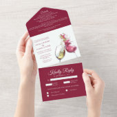 Elegante Rot-Weiß-Tanz Hochzeit All In One Einladung (Abreißen)