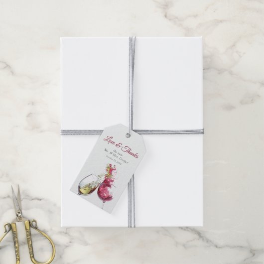 Elegante Rot-Weiß-Tanz Hochzeit Geschenkanhänger (Mit Garn)